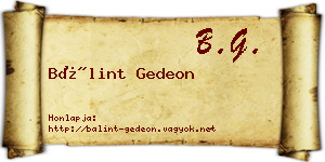 Bálint Gedeon névjegykártya